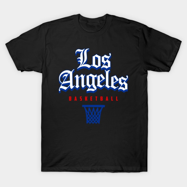 Los Angeles Basketball Old English 1 T-Shirt by funandgames